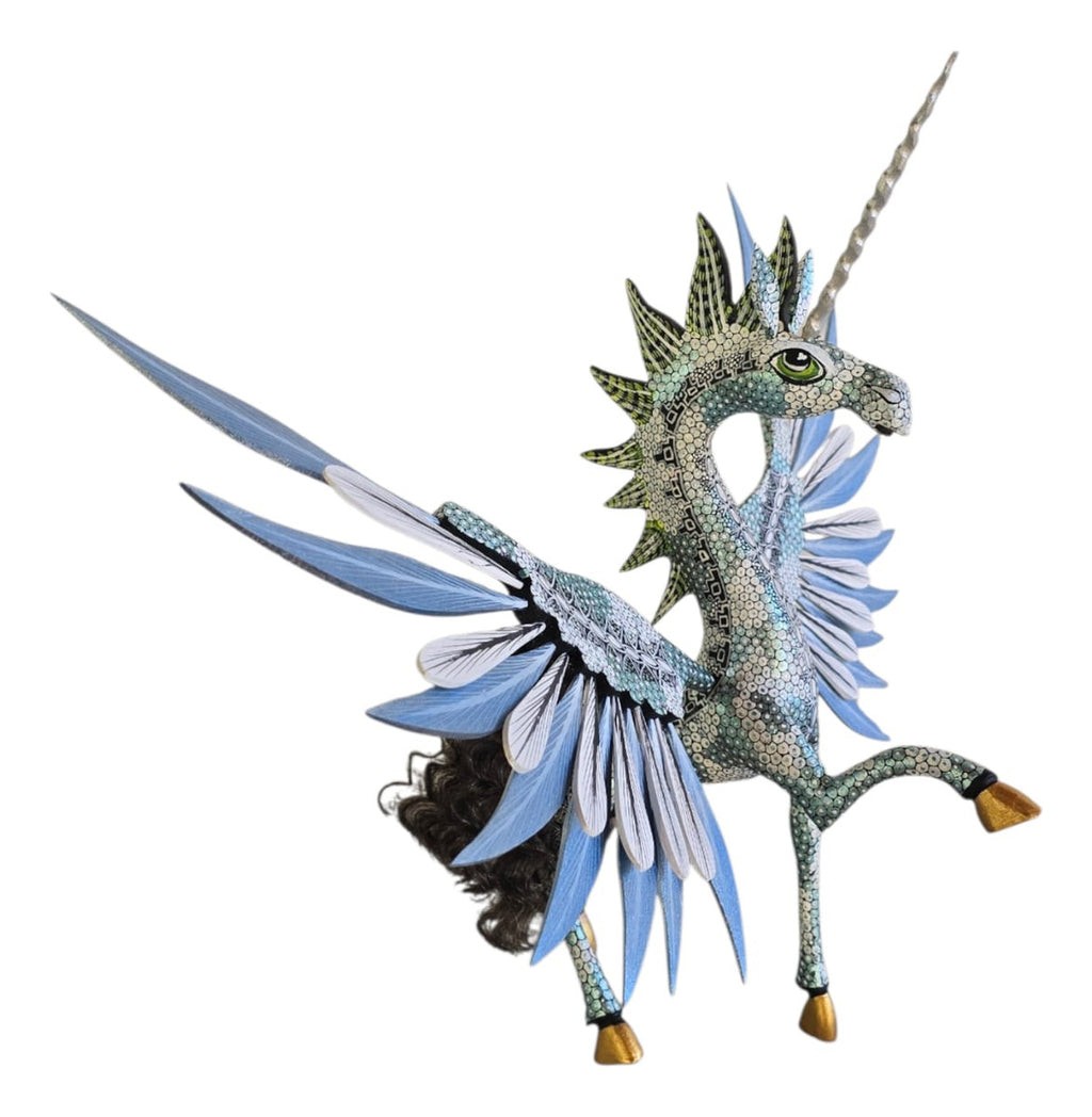 Unicornio Alado Alebrije Oaxaca Tallado 31cm