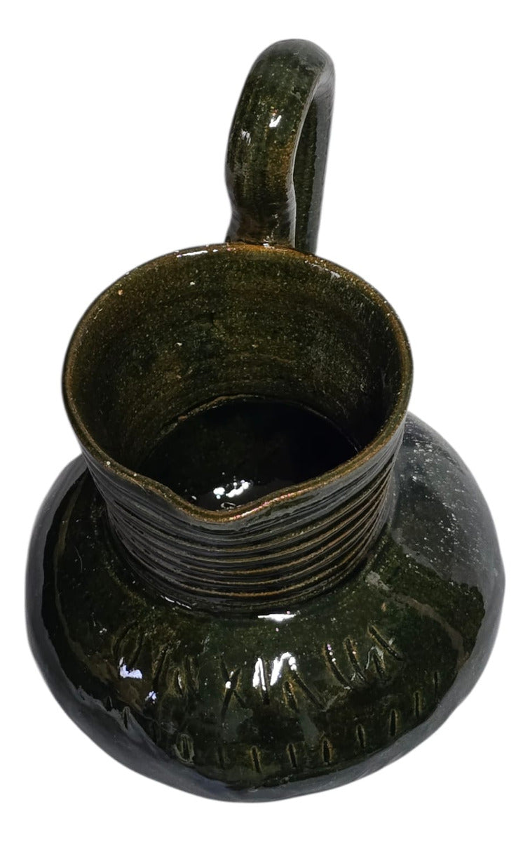 Jarra Chocolatera Barro Atzompa Oaxaca Vidriada 1 Litro 22cm