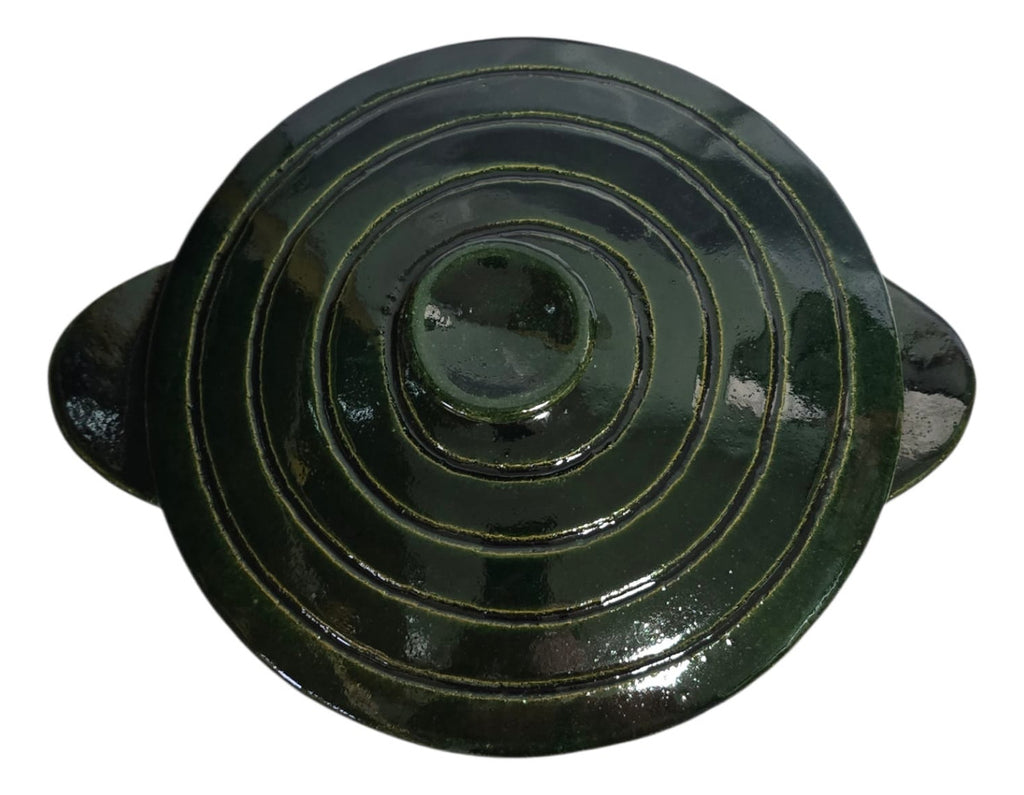 Olla Barro Atzompa Oaxaca Anillada Con Tapa 2 Litro 16cm