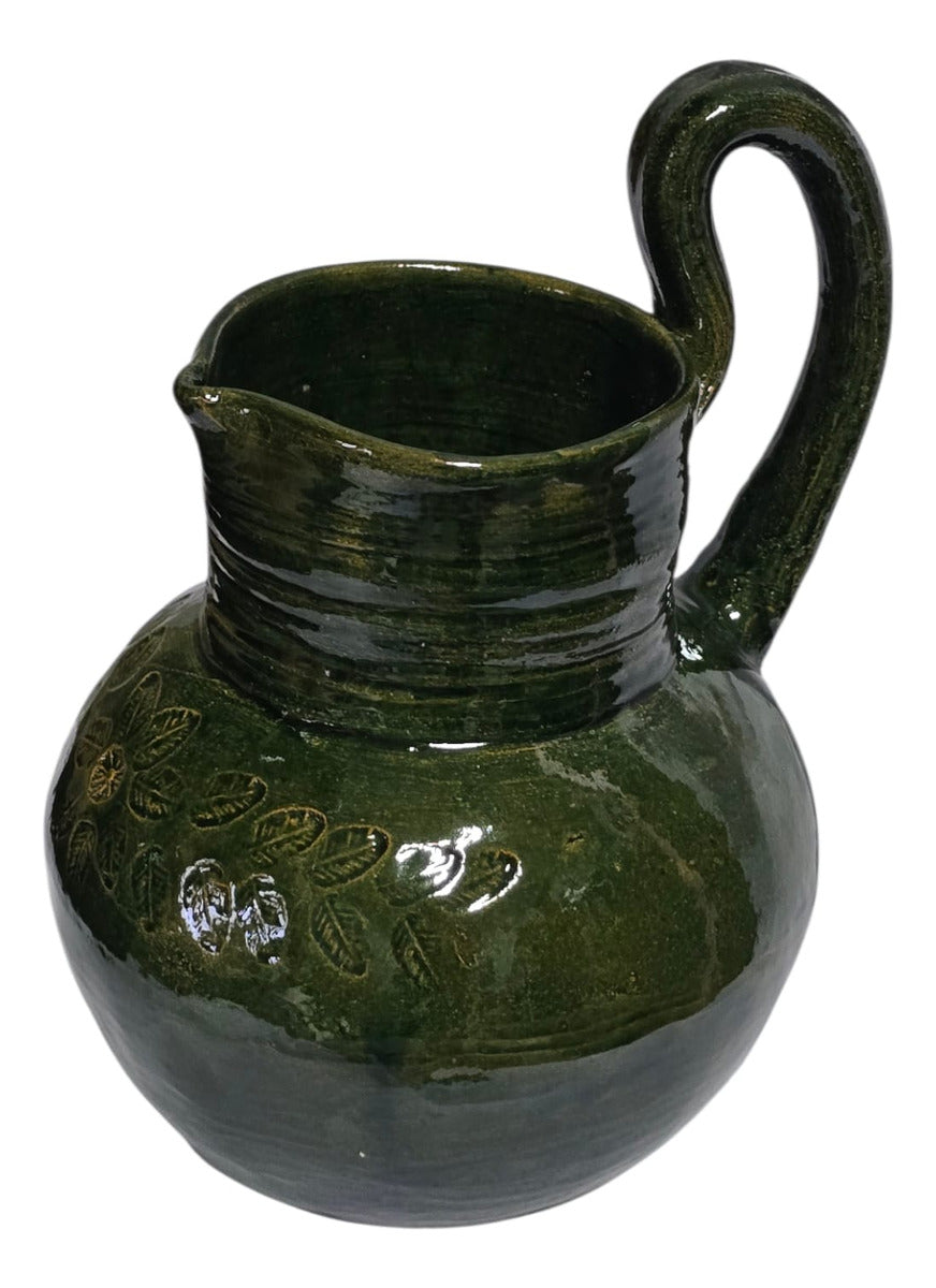 Jarra Chocolatera Grande Barro Atzompa Oaxaca 2.5 L 30cm