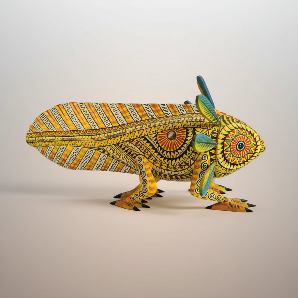 Alebrije Ajolote Oaxaca Amarillo 35cm