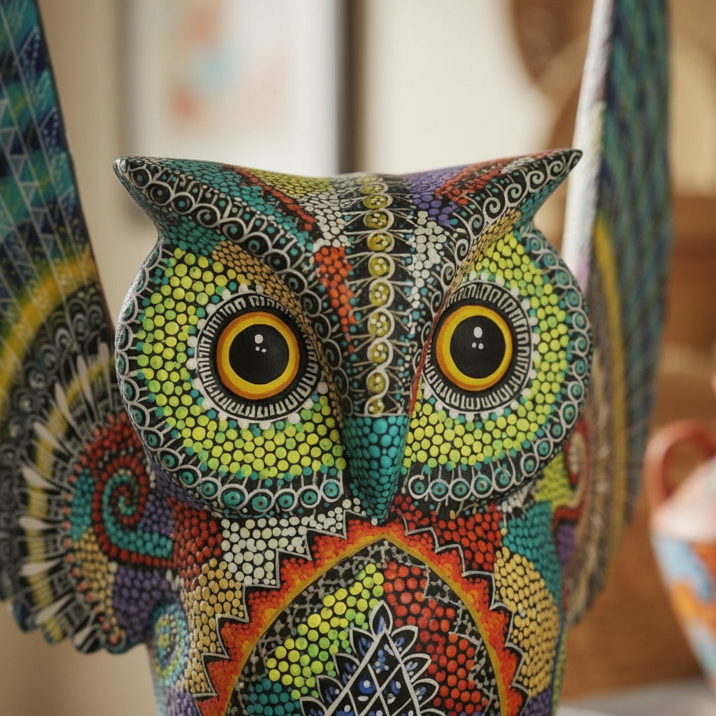 Alebrije Búho Oaxaca Alas Extendidas 37cm