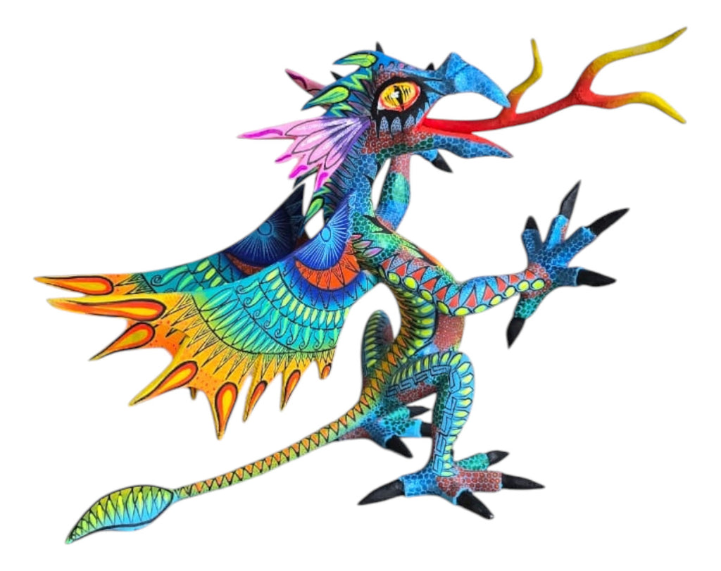 Dragon Alebrije De Oaxaca Pintado A Mano 25 Cm