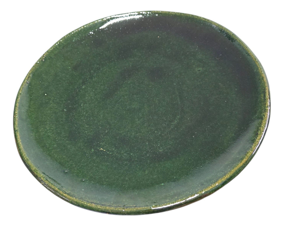 Plato Trinche Extendido Barro Atzompa Oaxaca Vidriado 31cm