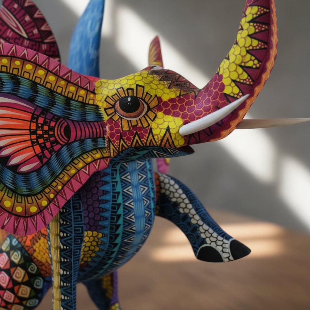 Alebrije Elefante Alado Oaxaca Multicolor 32cm
