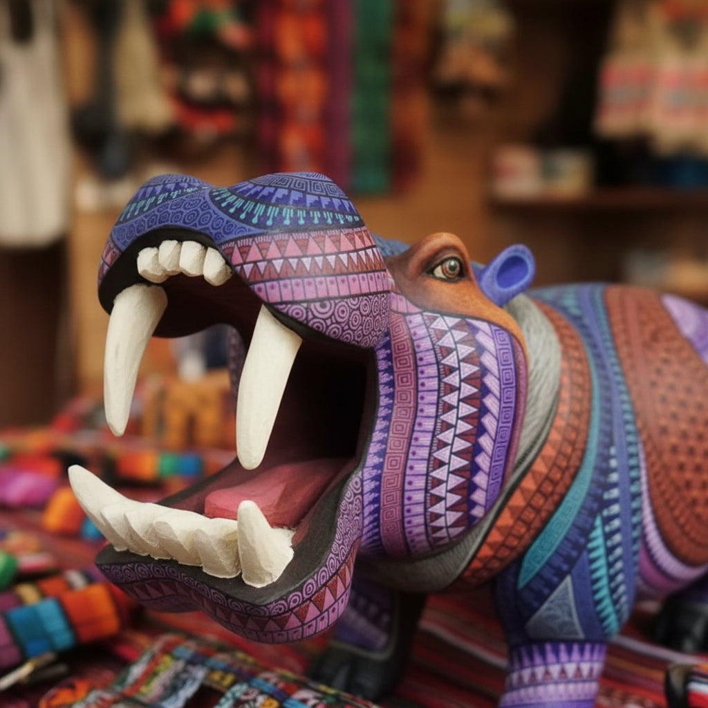Alebrije Hipopotamo Oaxaca Multicolor 37cm