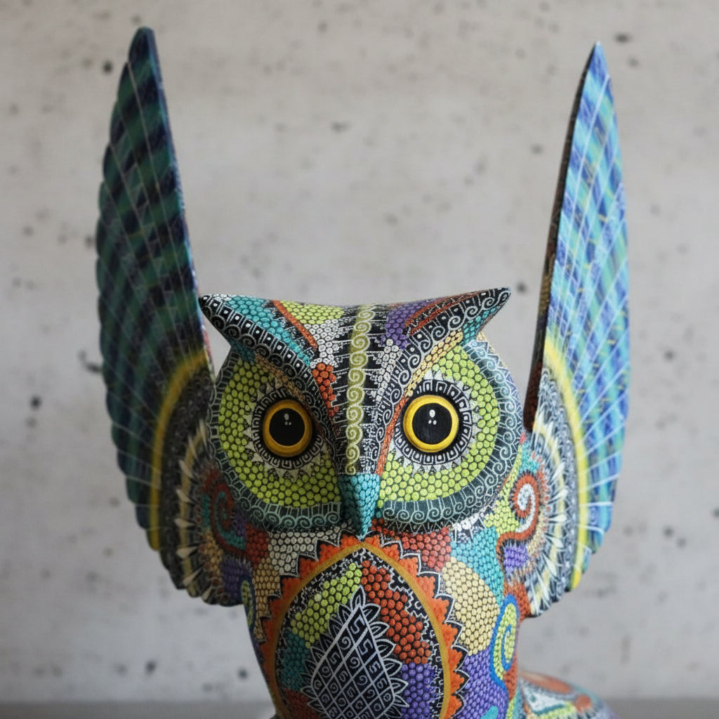Alebrije Búho Oaxaca Alas Extendidas 37cm