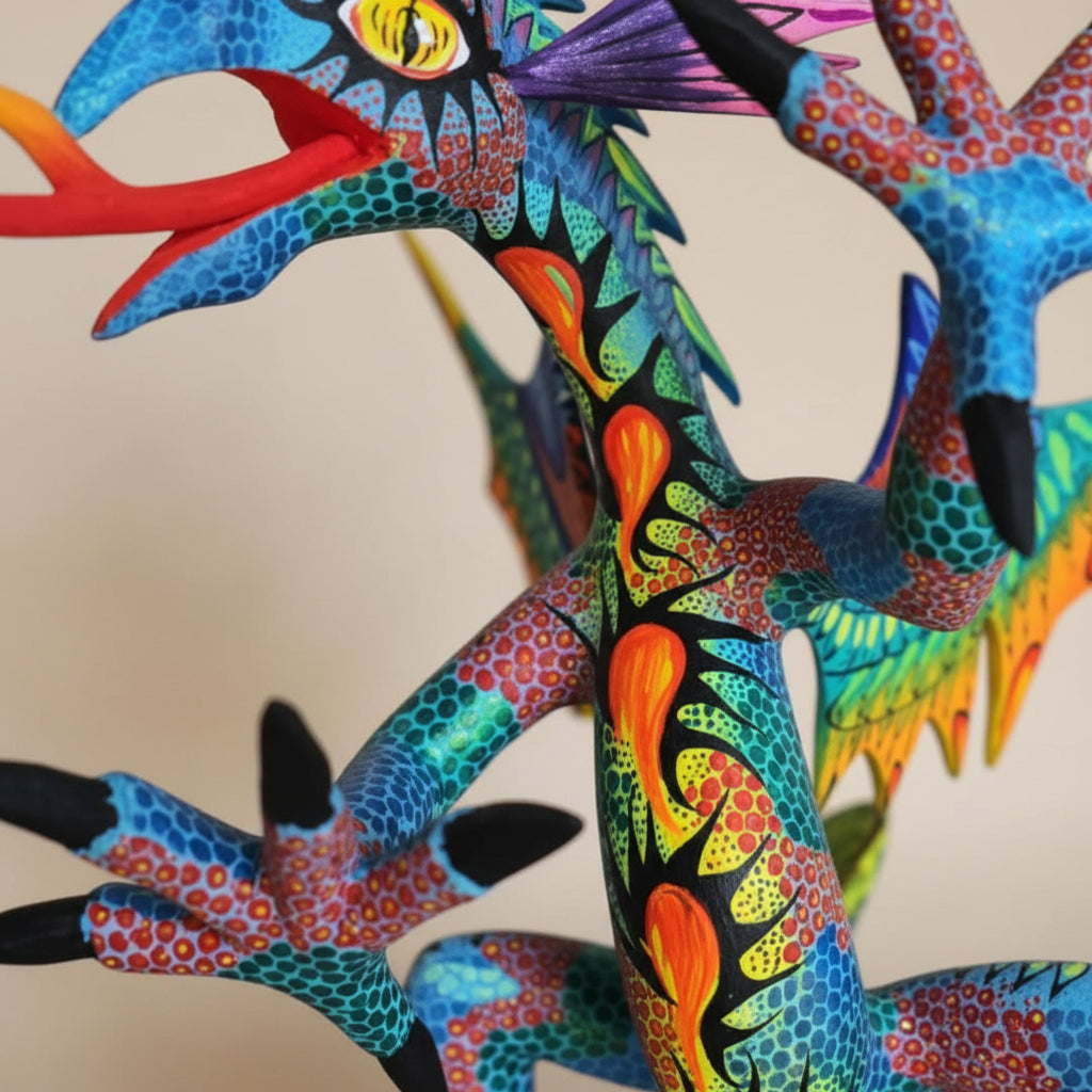 Dragon Alebrije De Oaxaca Pintado A Mano 25 Cm