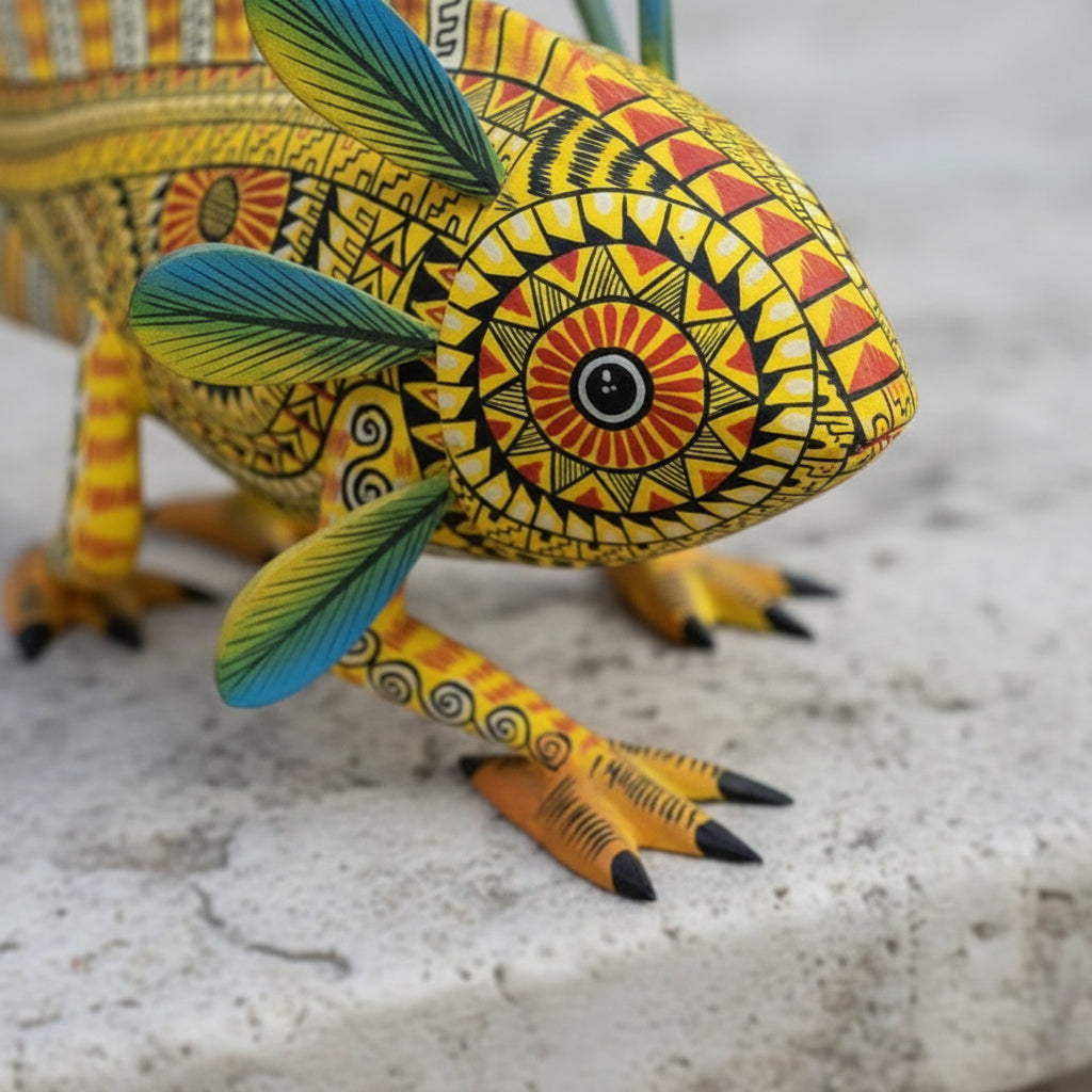 Alebrije Ajolote Oaxaca Amarillo 35cm