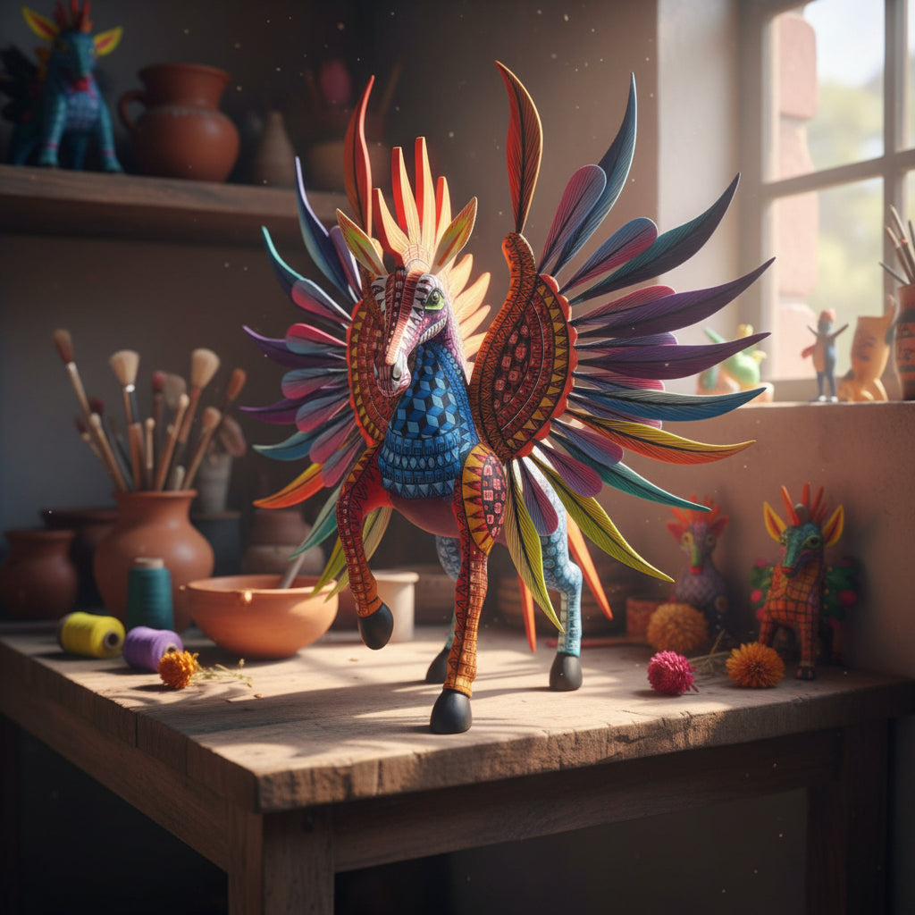 Alebrije Pegaso Unicornio Oaxaca 37cm