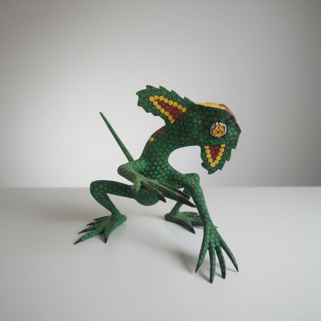 Alebrije Iguana Oaxaca Blanco Negro 24cm