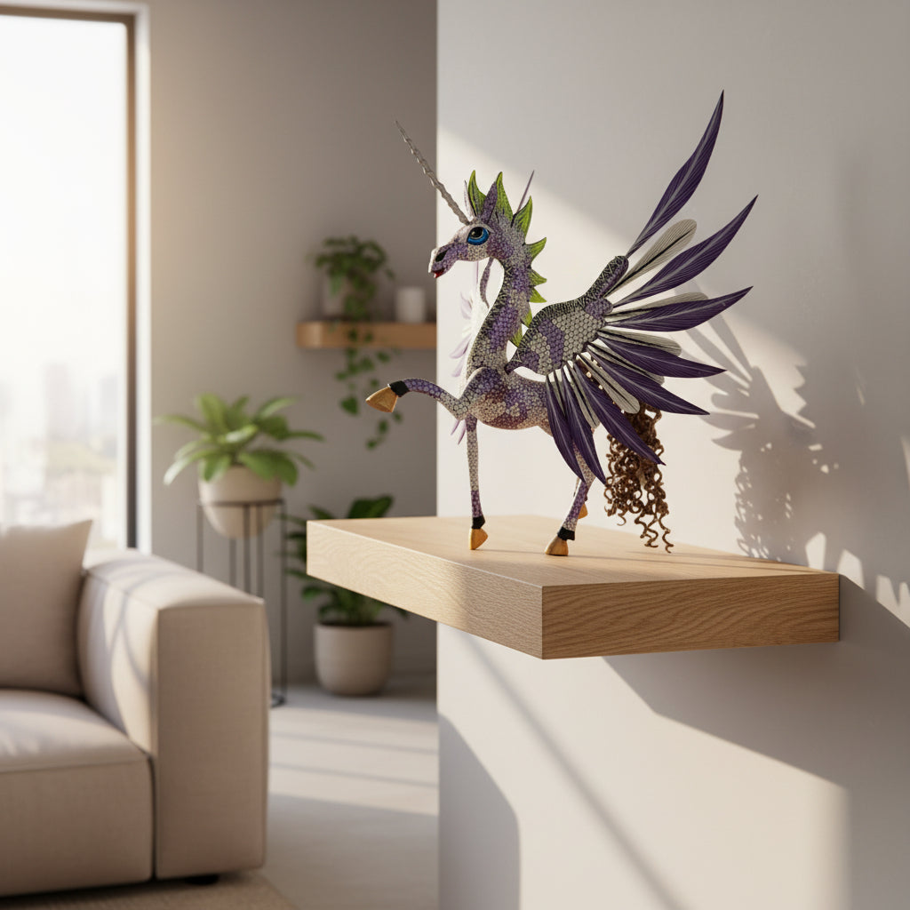 Unicornio Alado Alebrije Oaxaca Tallado 31cm