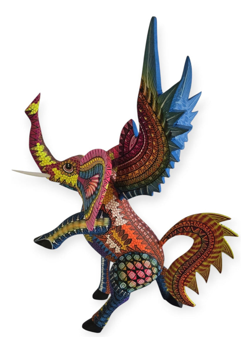 Alebrije Elefante Alado Oaxaca Multicolor 32cm