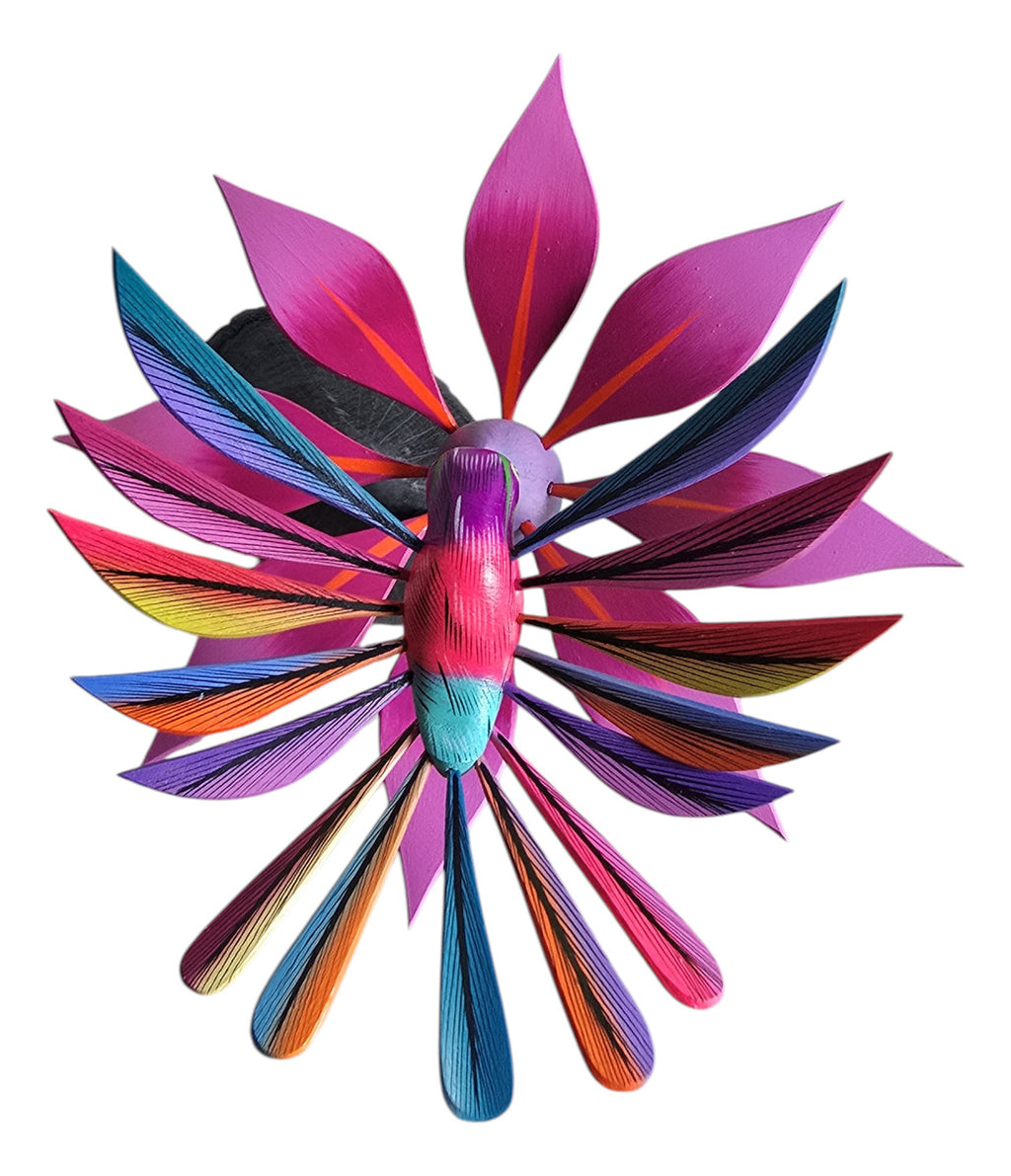 Colibrí En Flor Alebrije Oaxaca Pintado A Mano
