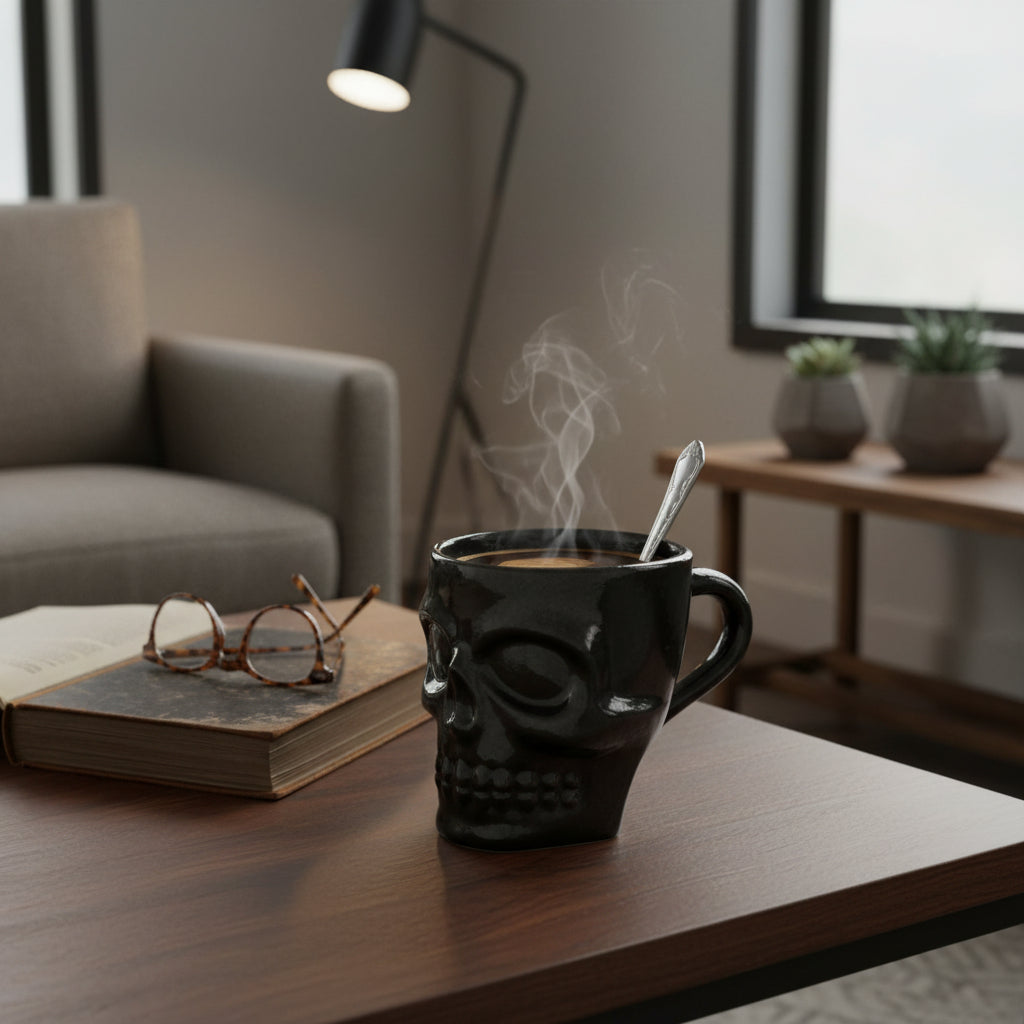Taza Calavera Barro De Atzompa Oaxaca Vidriado Manual 200ml