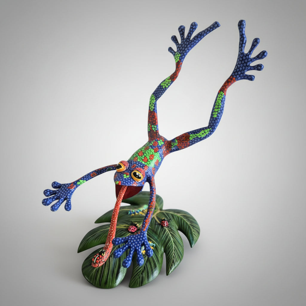 Alebrije Rana Sobre Hoja Oaxaca 27cm