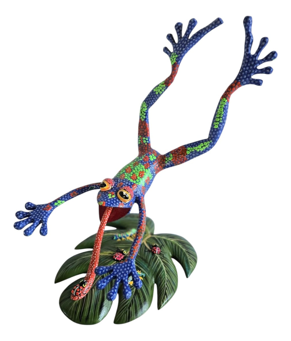 Alebrije Rana Sobre Hoja Oaxaca 27cm