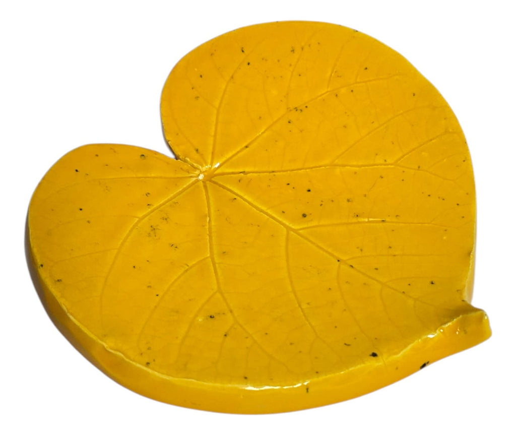Plato Hoja Tulipán Chico Barro Atzompa Oaxaca Amarillo 15cm