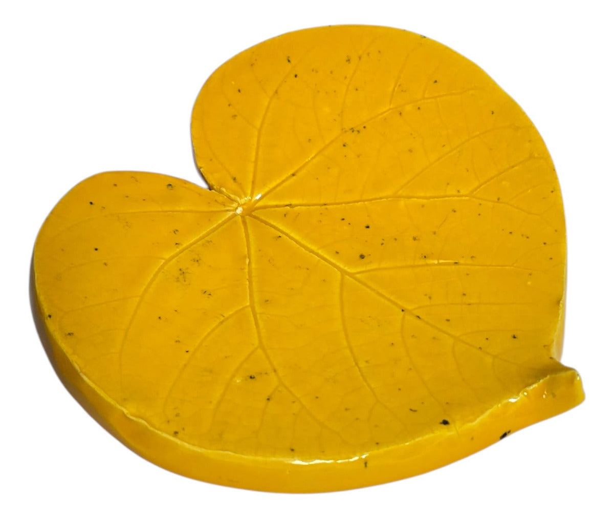 Plato Hoja Tulipán Chico Barro Atzompa Oaxaca Amarillo 15cm