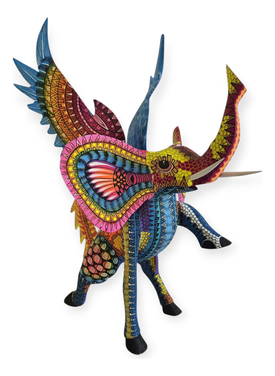Alebrije Elefante Alado Oaxaca Multicolor 32cm