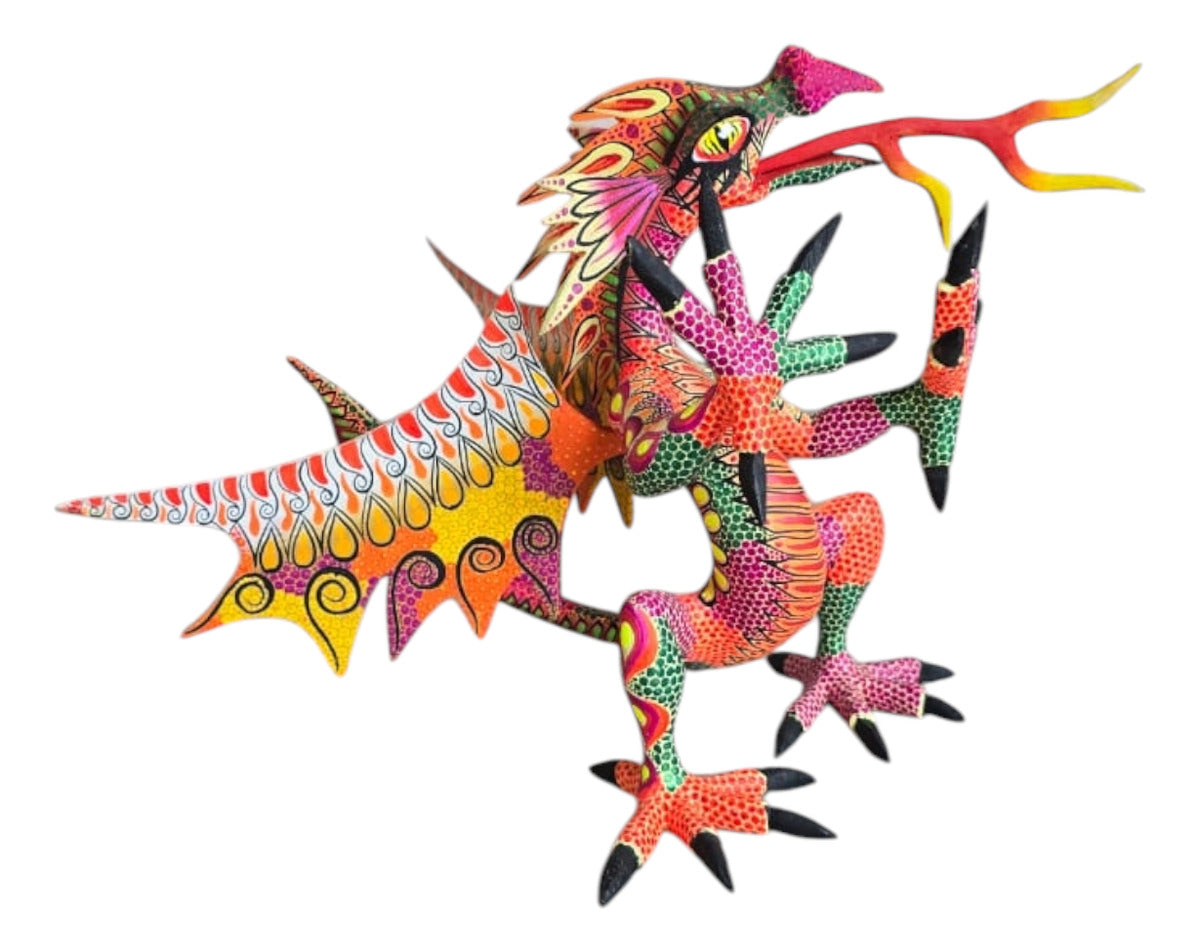 Dragon Alebrije De Oaxaca Pintado A Mano 25 Cm
