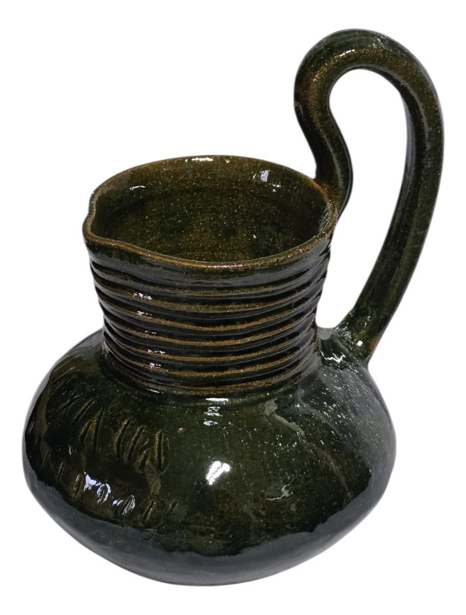 Jarra Chocolatera Barro Atzompa Oaxaca Vidriada 1 Litro 22cm