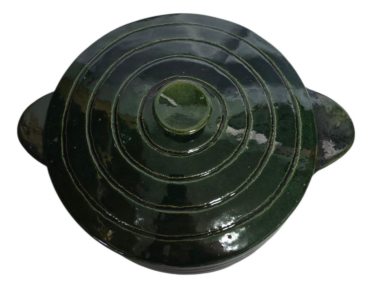 Olla Barro Atzompa Oaxaca Anillada Tapa 3.5 Litros 26cm