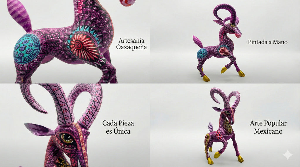 Alebrije Carnero Oaxaca Blanco Y Negro 28cm
