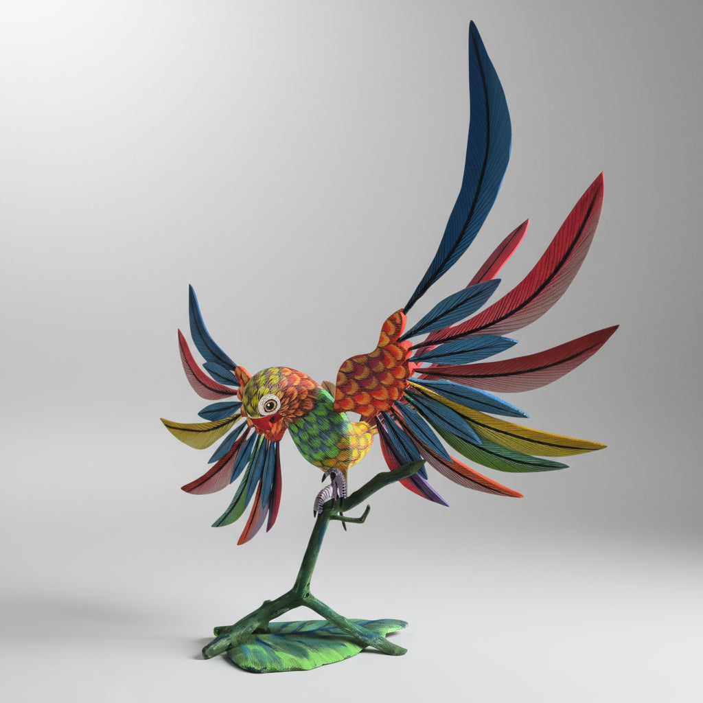 Perico Alebrije De Oaxaca Pintado A Mano 32 Cm