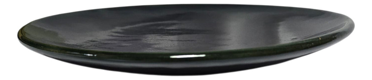 Plato Trinche Extendido Barro Atzompa Oaxaca Vidriado 31cm