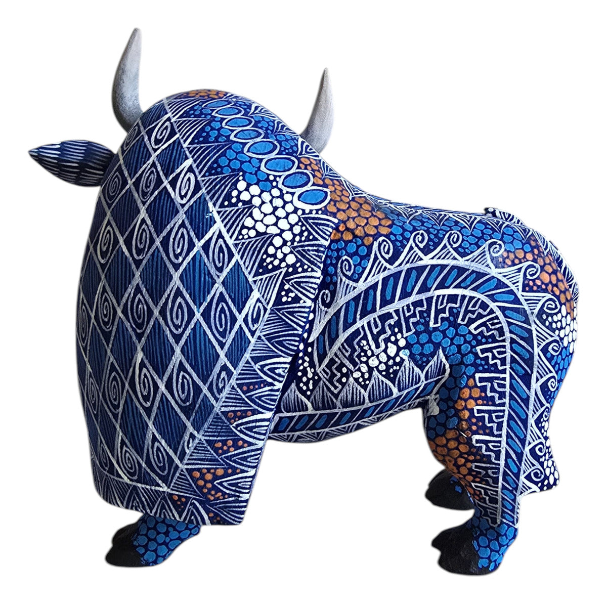 Toro Alebrije De Oaxaca Pintado A Mano 12 Cm