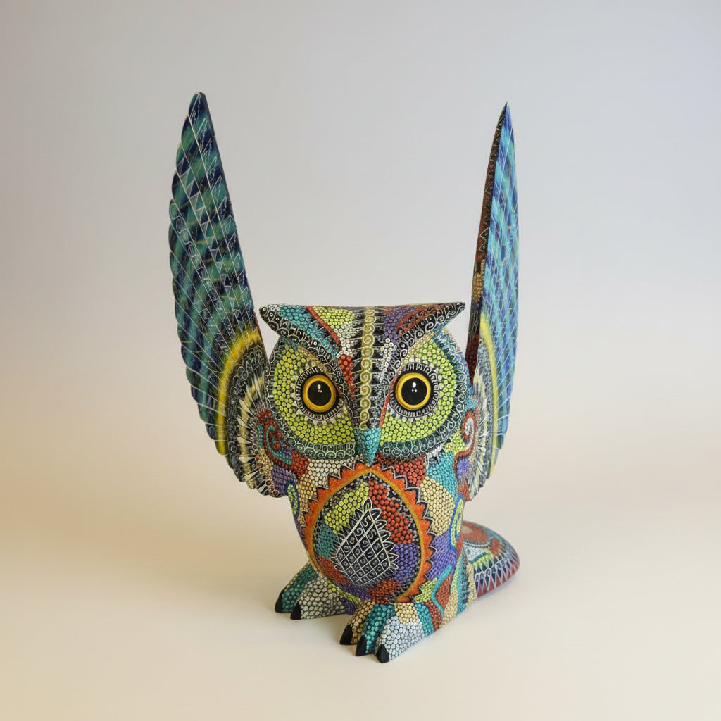 Alebrije Búho Oaxaca Alas Extendidas 37cm