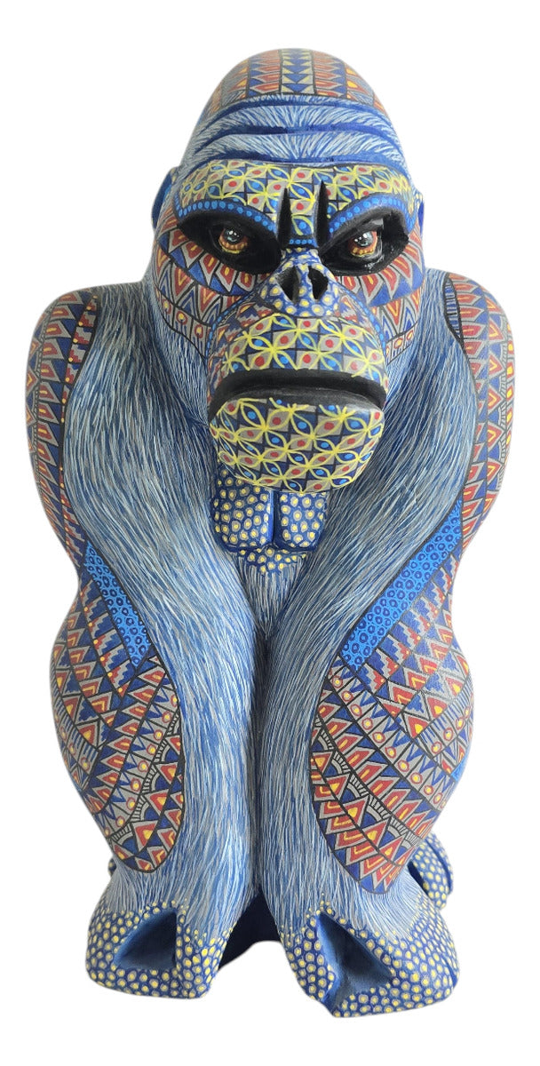Gorila Alebrije De Oaxaca Pintado A Mano 24 Cm