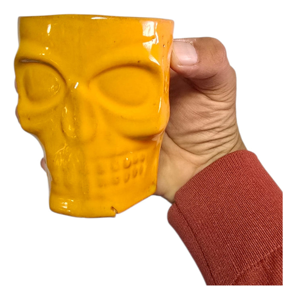 Taza Calavera Barro De Atzompa Oaxaca Vidriado Manual 200ml